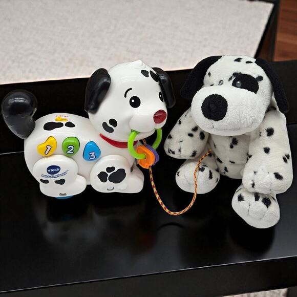 Puppy Friends Ty Pluffies 11" Dotters Dalmation Plush & VTech Pull Sing Dog Toy - Picture 8 of 13